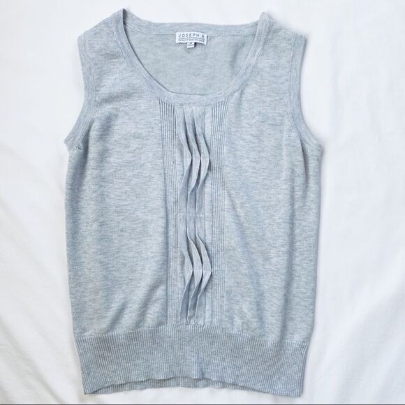 Joseph A. Gray Sleeveless Sweater Pullover Vest Ruffle Front Scoop Crew Neck - Picture 1 of 1